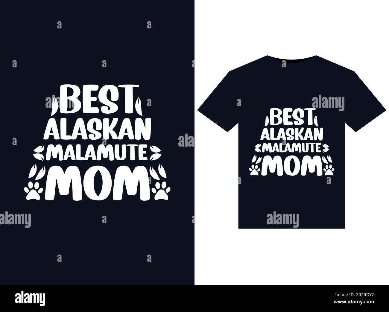 Die besten Alaska Malamute mom Illustrationen für bedruckbare T-Shirts. Stock Vektor