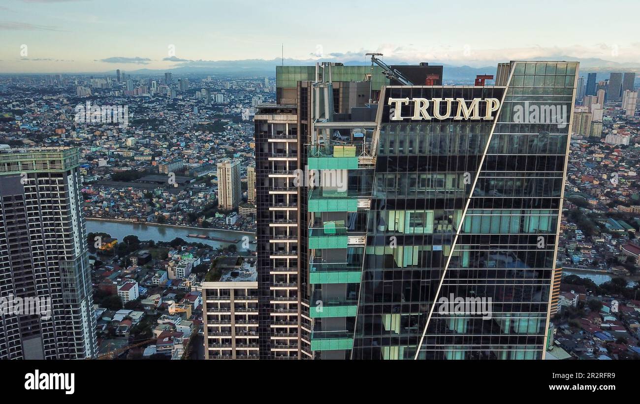 Trump Tower & Gramercy Residences aus der Vogelperspektive, höchste Hochhäuser auf den Philippinen, Makati Wolkenkratzer Skyline, Metro Manila, Südostasien Stockfoto