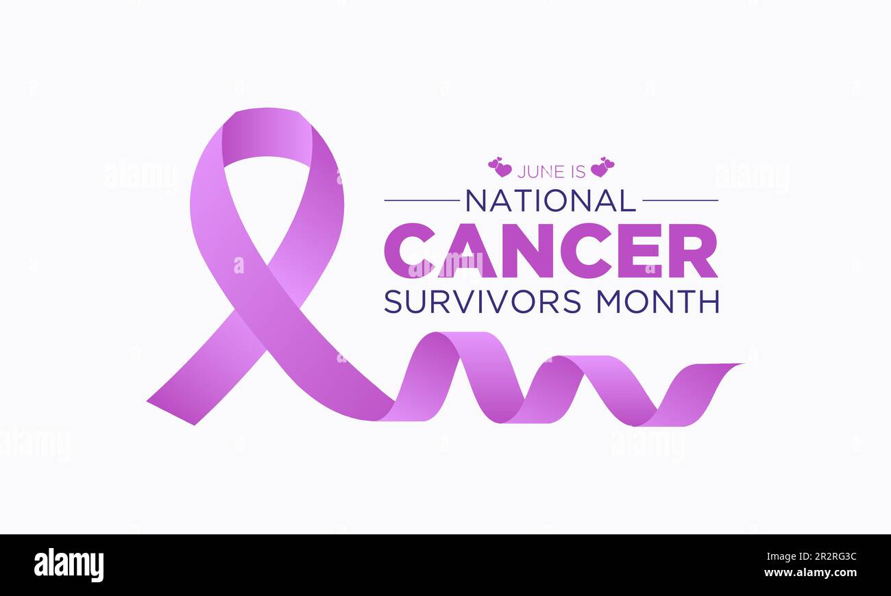 Im juni wird jedes Jahr ein nationaler Monat der Krebserkrankungen beobachtet. Juni ist nationaler Monat der Krebserkrankungen Überlebenden. Vektorvorlage für Banner, Grußkarte, Po Stock Vektor