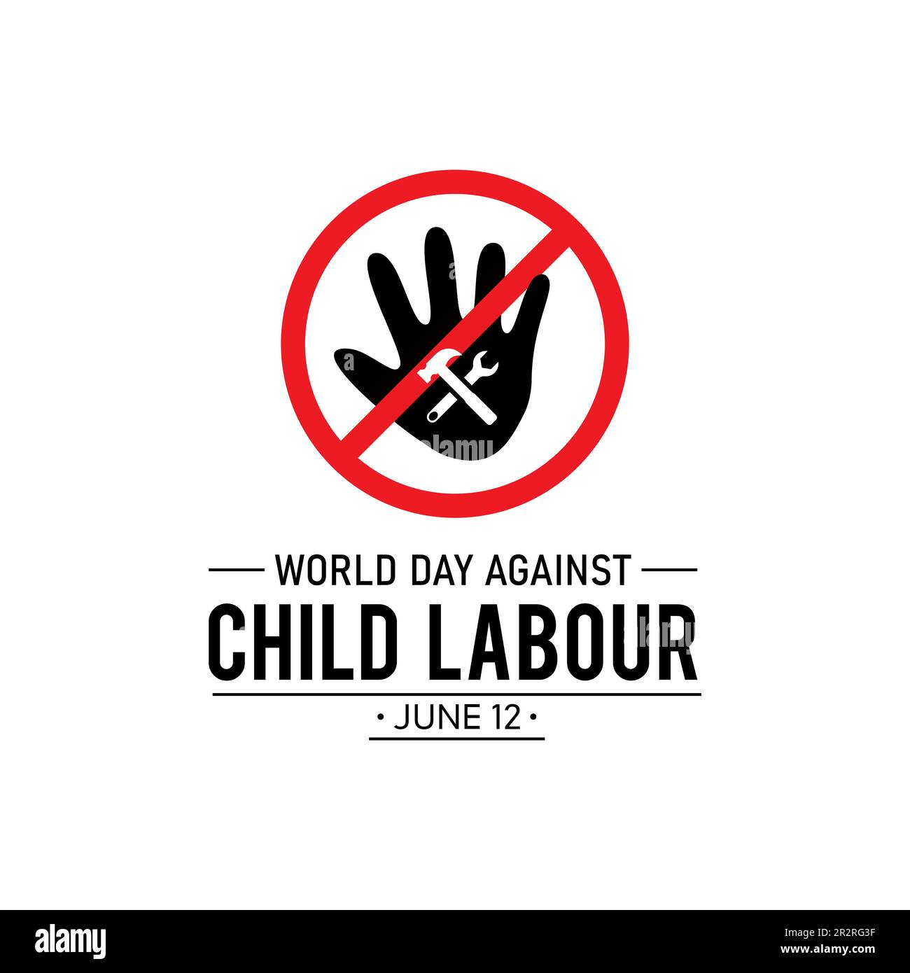Der Welttag gegen kinderarbeit findet jedes Jahr im juni 12 statt. Vektorvorlage für Banner, Grußkarte, Poster mit Hintergrund. Vector Illustrati Stock Vektor
