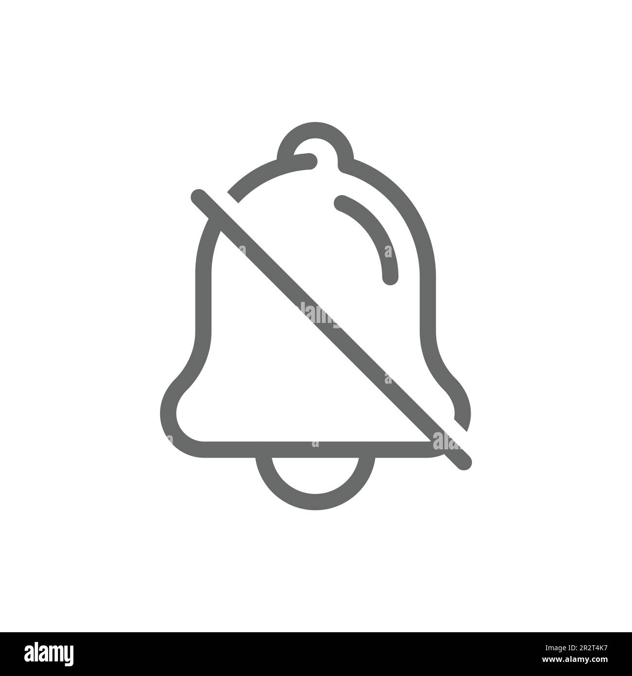 Kein Glockensymbol, Stummschaltung oder Linienvektor mit Stille. Kein Umrisssymbol für Ton. Stock Vektor