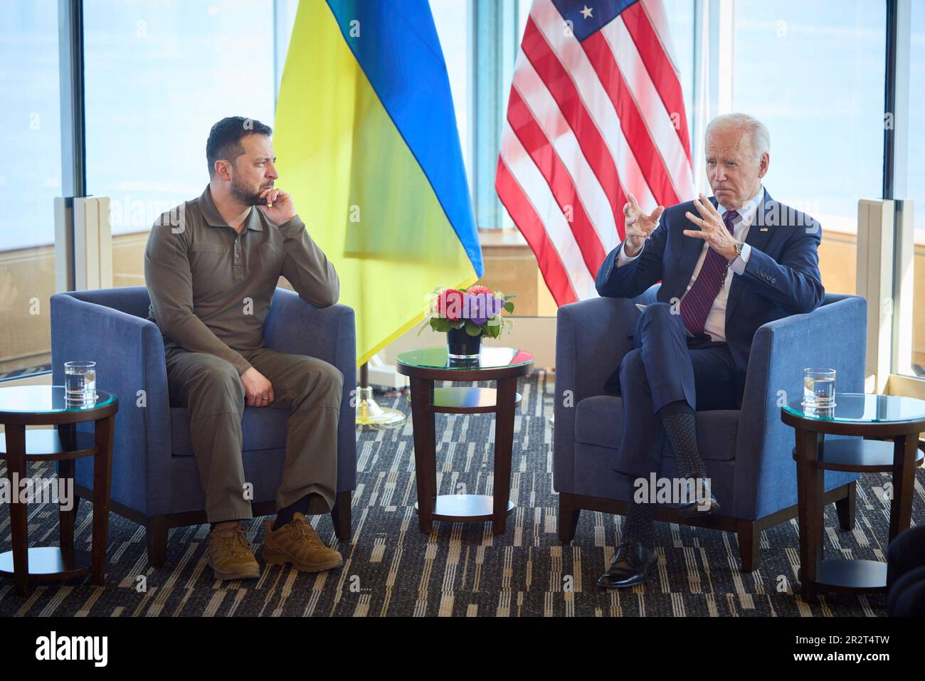 Präsident Wolodymyr Zelenskyj und US-Präsident Joe BIDEN am 21. Mai 2023 in Hiroshima, Teilnahme am G7-Gipfel. Arbeitsbesuch des Staatsoberhaupts in Japan zur Teilnahme am Sumwith Photo G7: Präsidentschaftsbüro der Ukraine Via Stockfoto