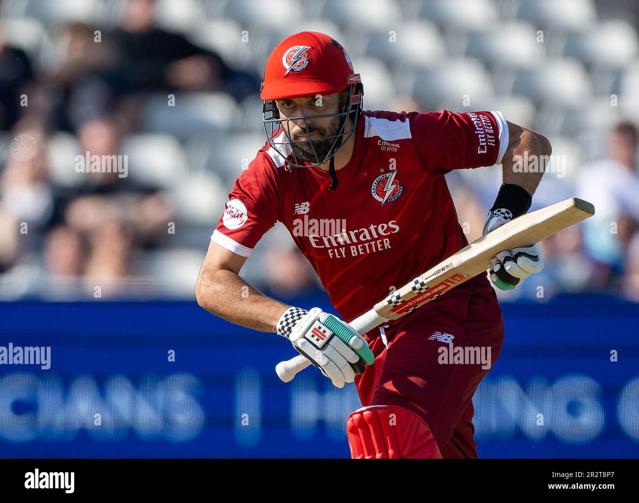 Daryl Mitchell schlägt für Lancashire im Vitalitäts-Blast-Off-Spiel zwischen Derbyshire Falcons und Lancashire Lightning. Stockfoto