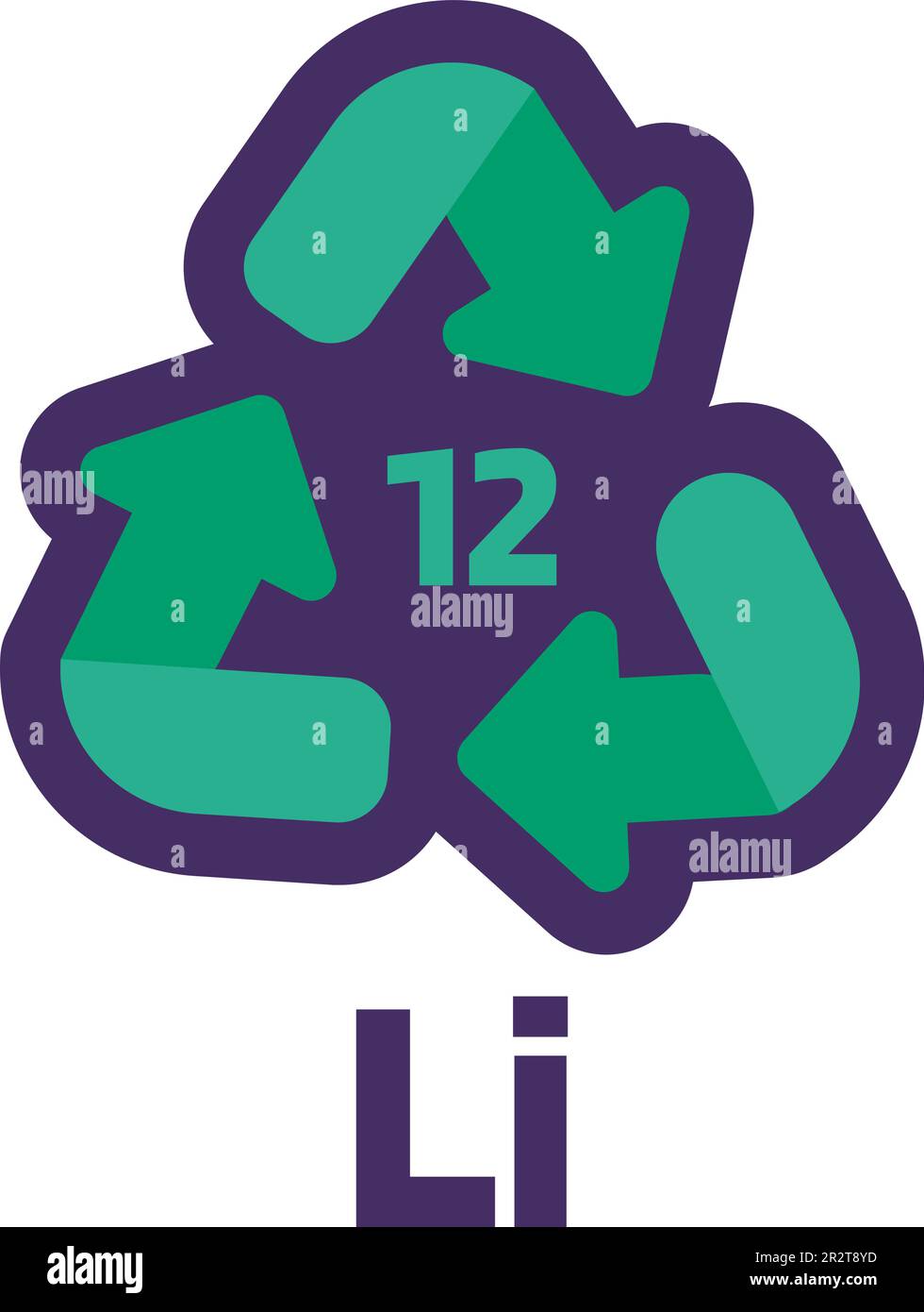 Hinweis: Li-Nummer 12 für die Kennzeichnung von Industrieprodukten. Recycling-Code für Metalle. Information der Verbraucher über Verpackungseigenschaften und chemische Zusammensetzung. Gree Stock Vektor