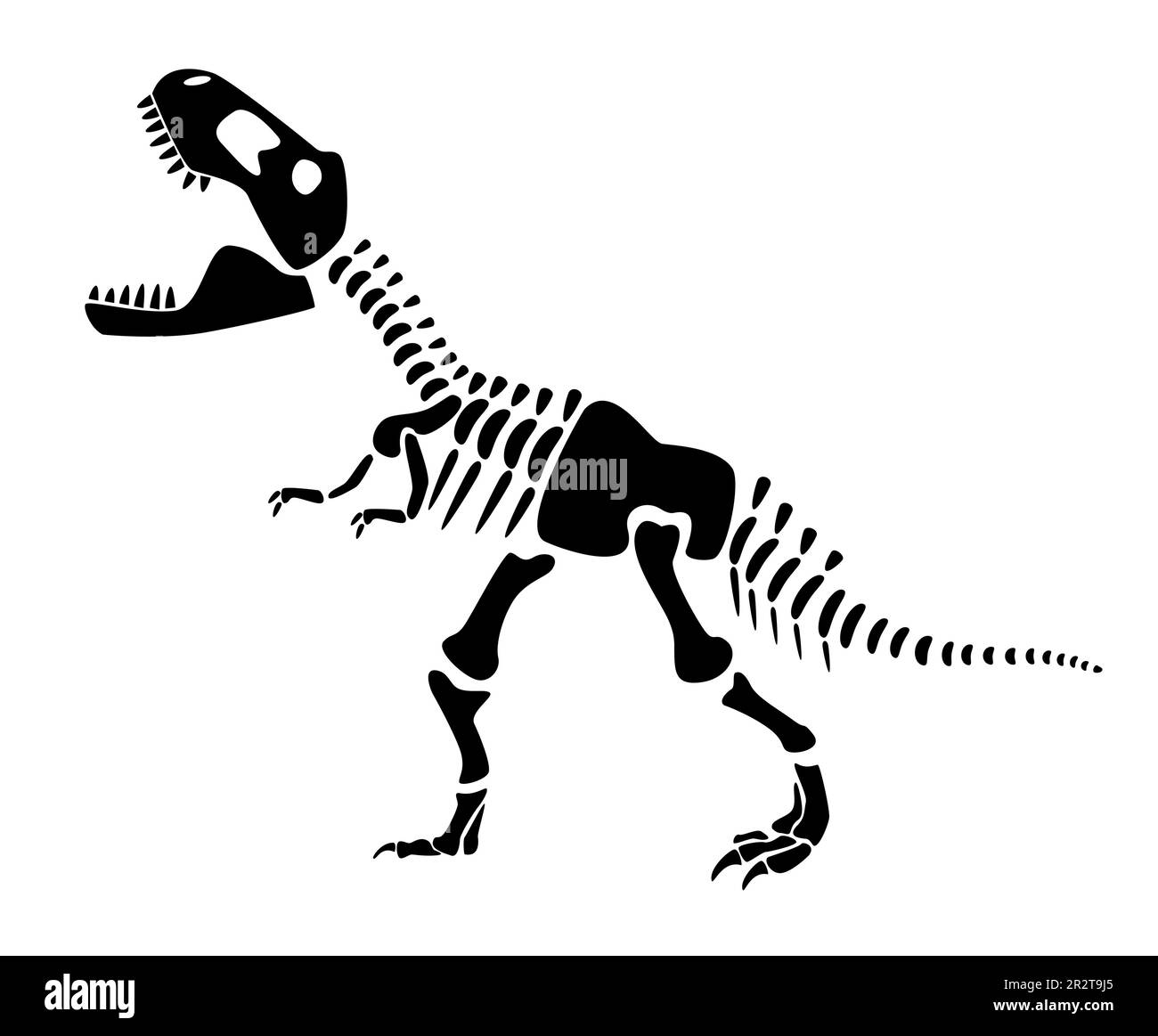 Tyrannosaurus Rex Skelett. Silhouetten-Dinosaurier. Seitenansicht . Vector . Stock Vektor