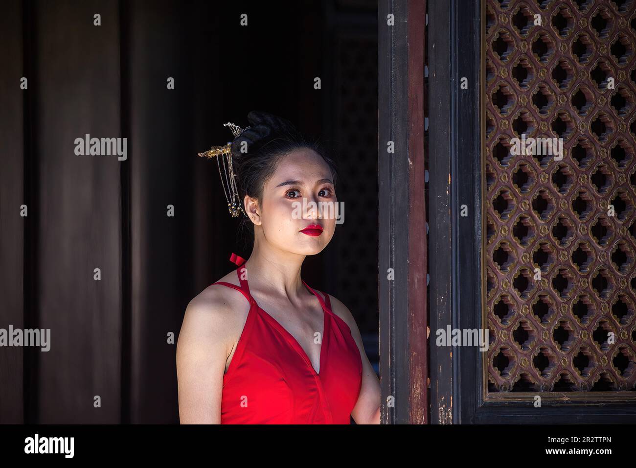 Lady in Red (Chinesische Version) Stockfoto