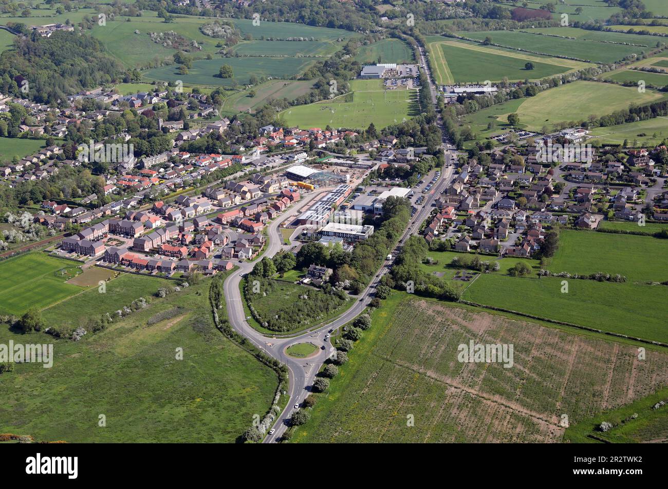 Spacey Houses at Pannal in der Nähe von Harrogate, North Yorkshire, aus der Vogelperspektive Stockfoto