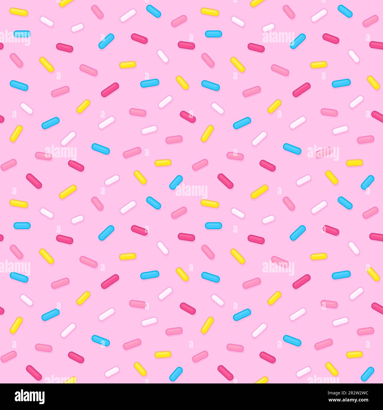 Leuchtender Zucker mit nahtlosem Muster. Rosafarbener Hintergrund, Donut-Glasur oder Geburtstagskuchen. Lustige Cartoon-Vektorstruktur. Stock Vektor