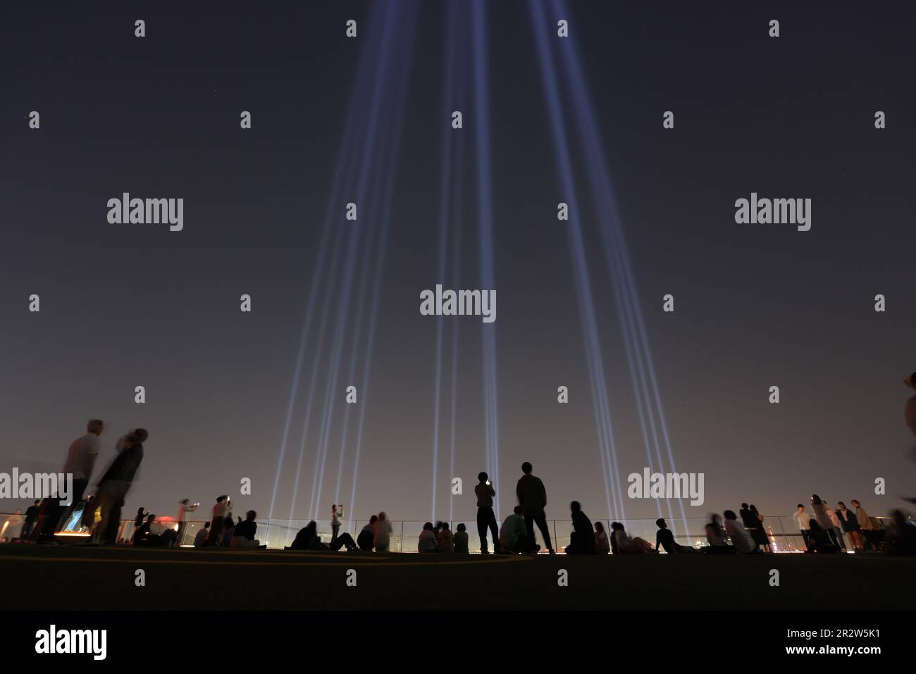 Lichtshow am himmel von shibuya Stockfoto