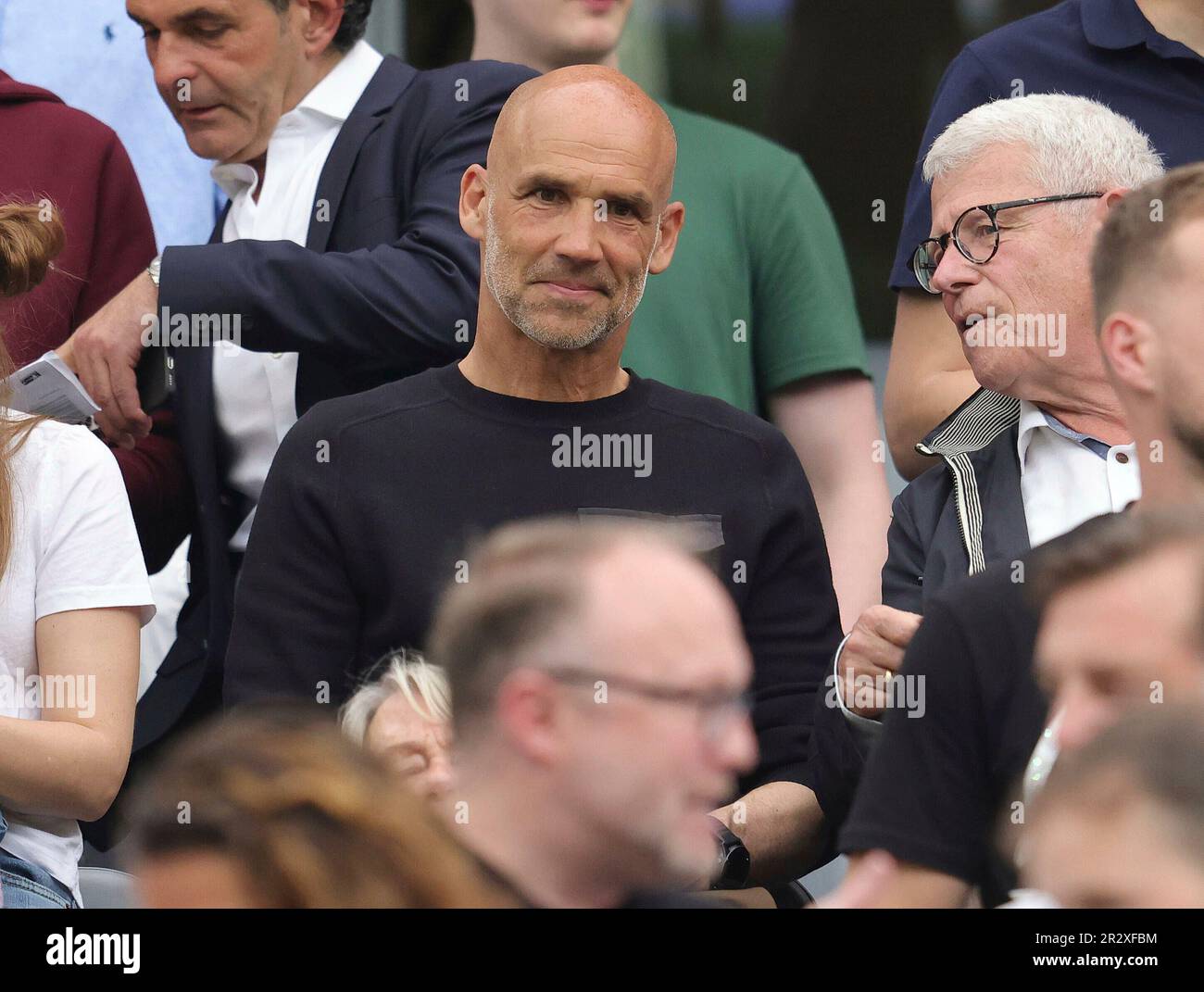 Leverkusen, Deutschland. 21. Mai 2023. firo: 05/21/2023, Fußball, 1.Bundesliga, erste Division Bayer Leverkusen - VfL Borussia Monchengladbach, Gladbach VfL Bochum Coach Thomas Letsch. Sieh dir den bevorstehenden Feind in den Tribune Credit: dpa/Alamy Live News an Stockfoto