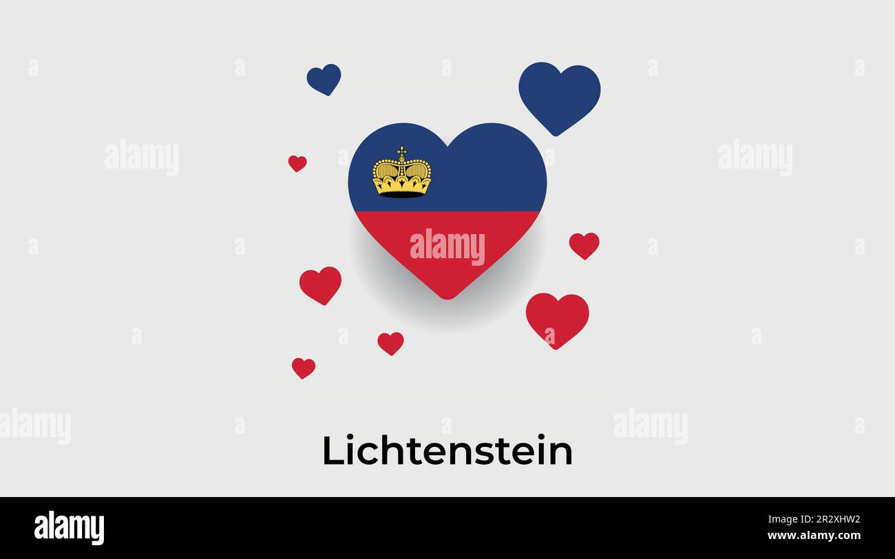 Das Landherz von Lichtenstein. Ich liebe Lichtenstein Nationalflaggen-Vektordarstellung Stock Vektor