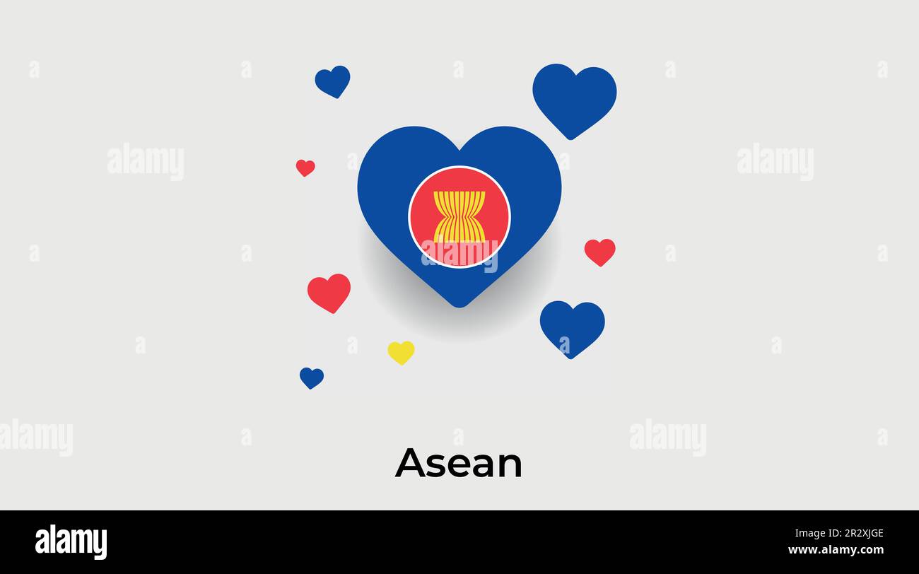 ASEAN-Landherz. Ich liebe die Vektordarstellung der ASEAN-Nationalflagge Stock Vektor