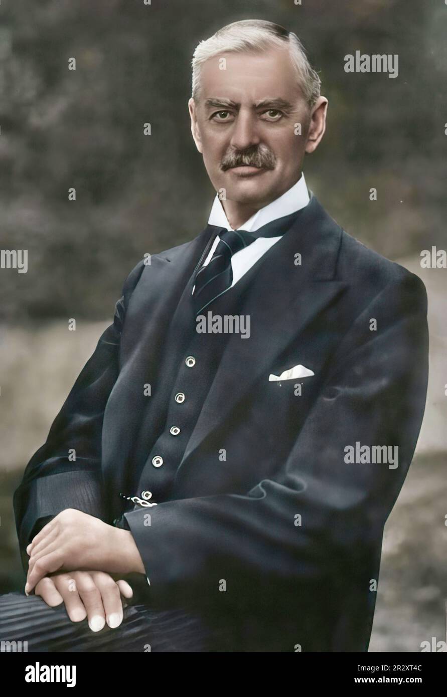 Arthur Neville Chamberlain war vom 28. Mai 1937 bis zum 10. Mai 1940 ein konservativer englischer Politiker und Premierminister des Vereinigten Königreichs. Stockfoto