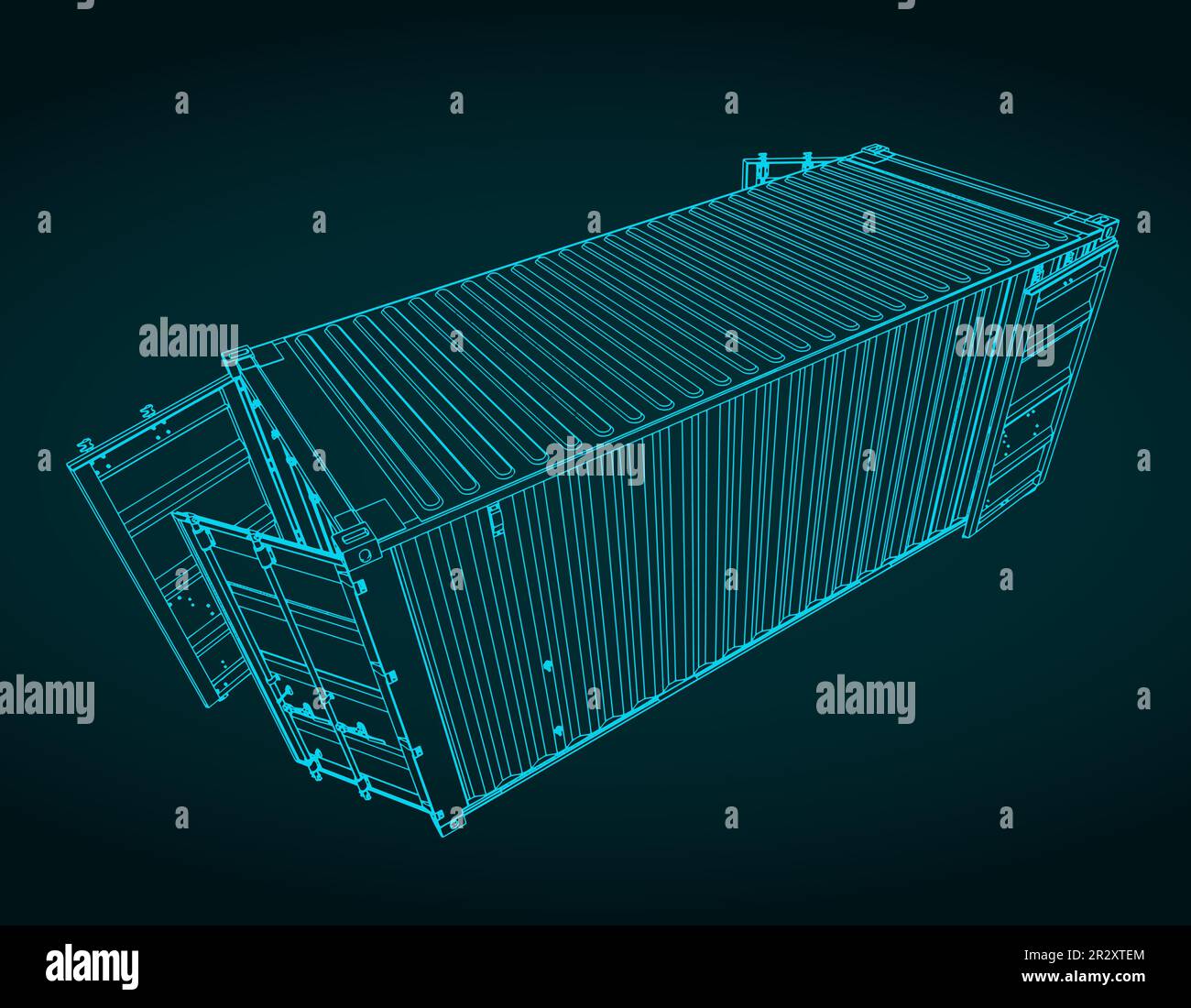 Stilisierte Vektordarstellung der Skizze eines Frachtcontainers Stock Vektor