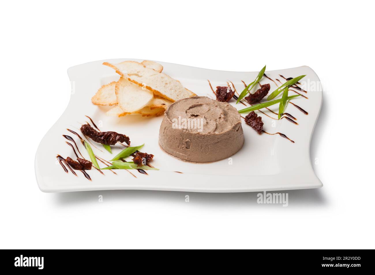 Leberpastete auf einer weißen Platte Stockfoto