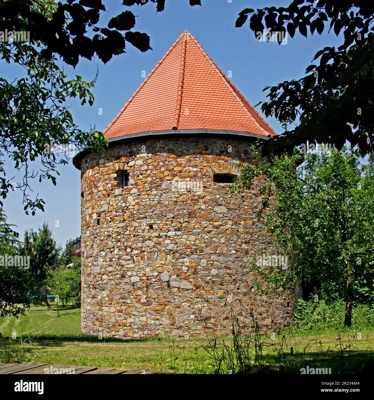 Turm von Frankenstein Castle, Ockstadt, Stadtteil von Friedberg, Hessen, Deutschland Stockfoto