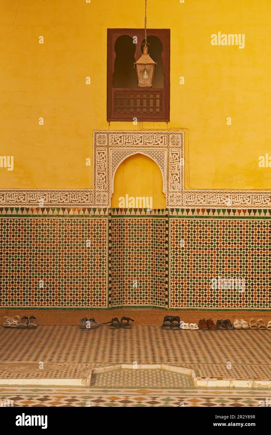 Mausoleum von Moulay Ismail, Meknes, Maghreb, Nordafrika, Marokko Stockfoto