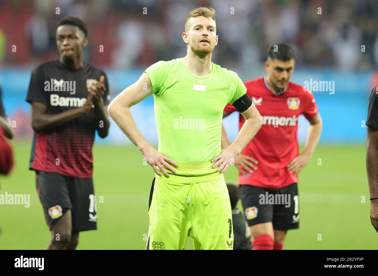 Leverkusen, Deutschland. 21. Mai 2023. firo: 05/21/2023, Fußball, 1.Bundesliga, erste Division Bayer Leverkusen - VfL Borussia Mönchengladbach, Gladbach 2:2 Luká Hrádecký, Lukas Hradecky enttäuschte Kredit: dpa/Alamy Live News Stockfoto