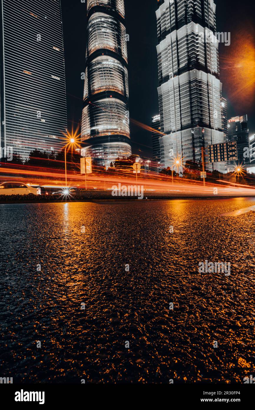 Stadtbild bei Nacht, China Shanghai Stockfoto