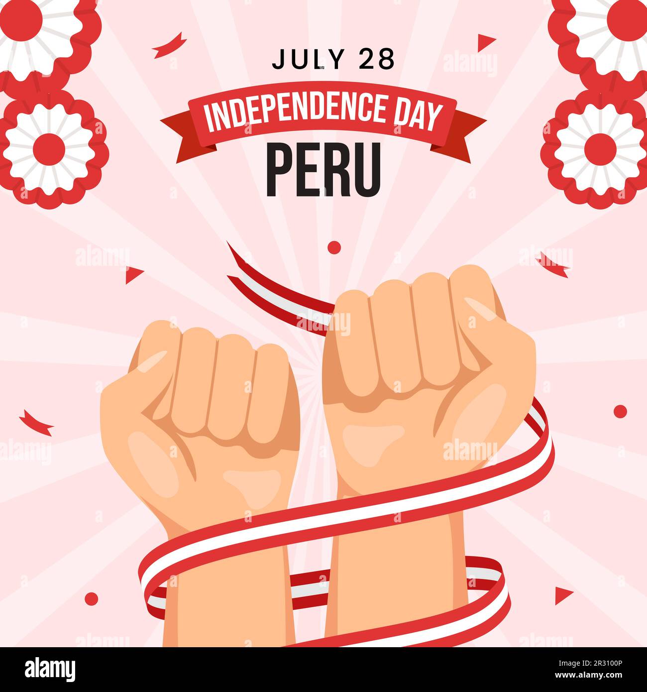 Peru Unabhängigkeitstag Social Media Hintergrund Illustration Handgezeichnete Cartoon-Vorlagen Stock Vektor