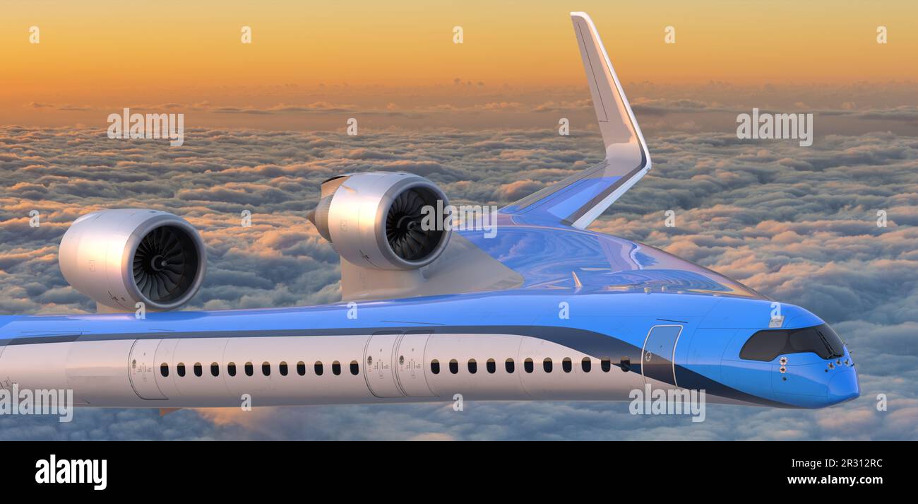Airbus Flying-V.der Flying-V ist ein Design für ein hochenergieeffizientes Langstreckenflugzeug Stockfoto
