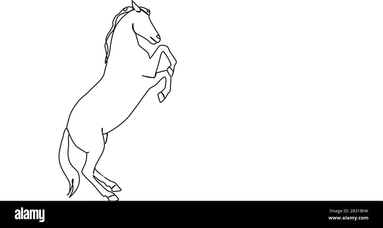 Durchgehende einzeilige Zeichnung eines Zuchtpferdes, Strichgrafiken-Vektordarstellung Stock Vektor