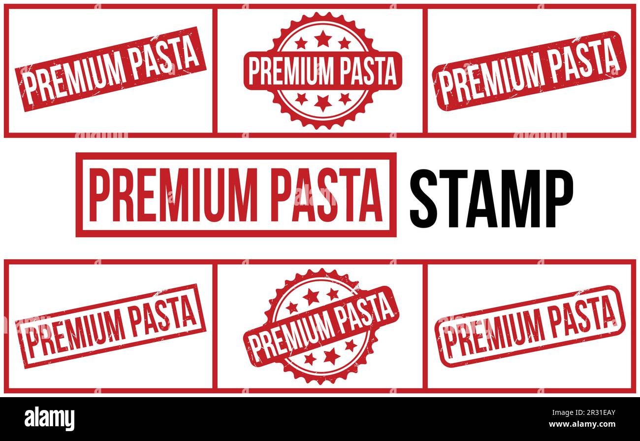 Red Premium Pasta Rubber Stamp Set Vector Stock Vektor