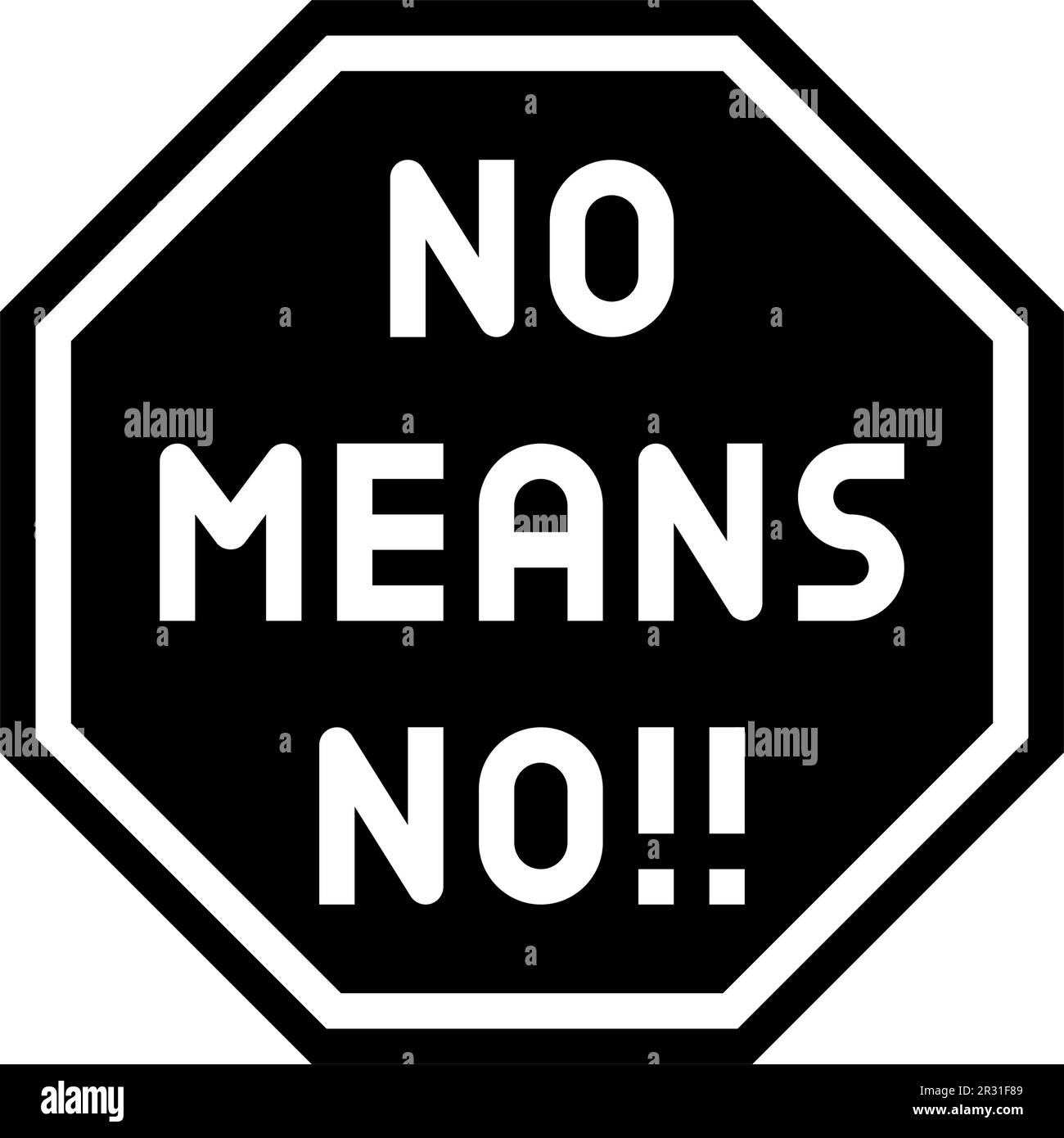 Nein bedeutet keine Feminismus-Frau-Glyphe-Symbol-Vektordarstellung Stock Vektor