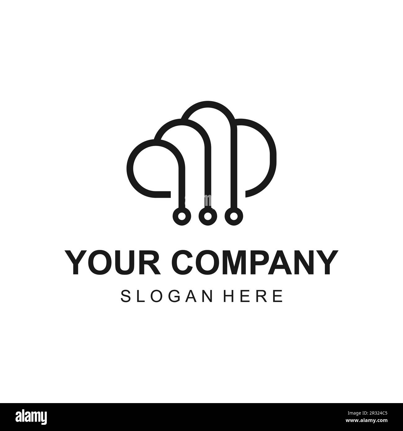 Moderne Verdrahtungsdaten, Cloud-Logo-Designvektor Stock Vektor