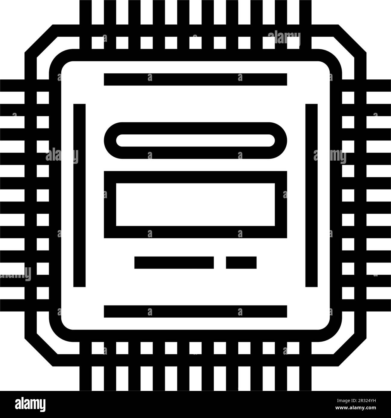 Vektordarstellung des Symbols der elektronischen Bauteillinie des Mikrocontrollers Stock Vektor