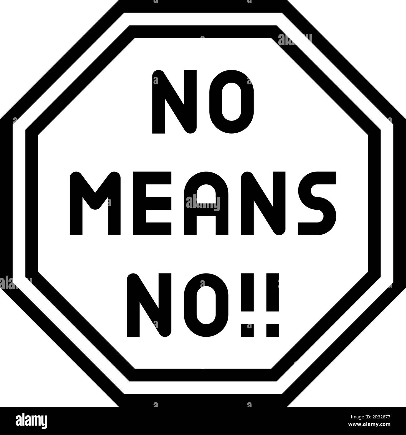 Nein bedeutet keine Feminismus-Frauen-Linien-Symbolvektordarstellung Stock Vektor