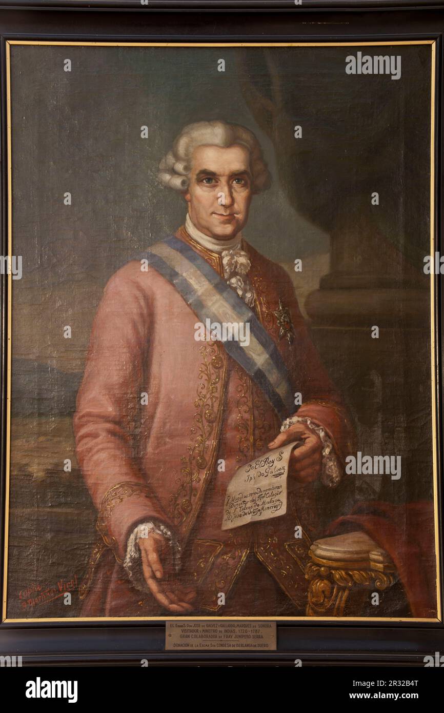 Jose de Galvez y Gallardo, Marques de Sonora, Visitador y ministro de Indias. 1720-1787.Öl auf Leinwand.Museo de Fray Junípero Serra.Petra.Mallorca.Islas Baleares. Spanien. Stockfoto