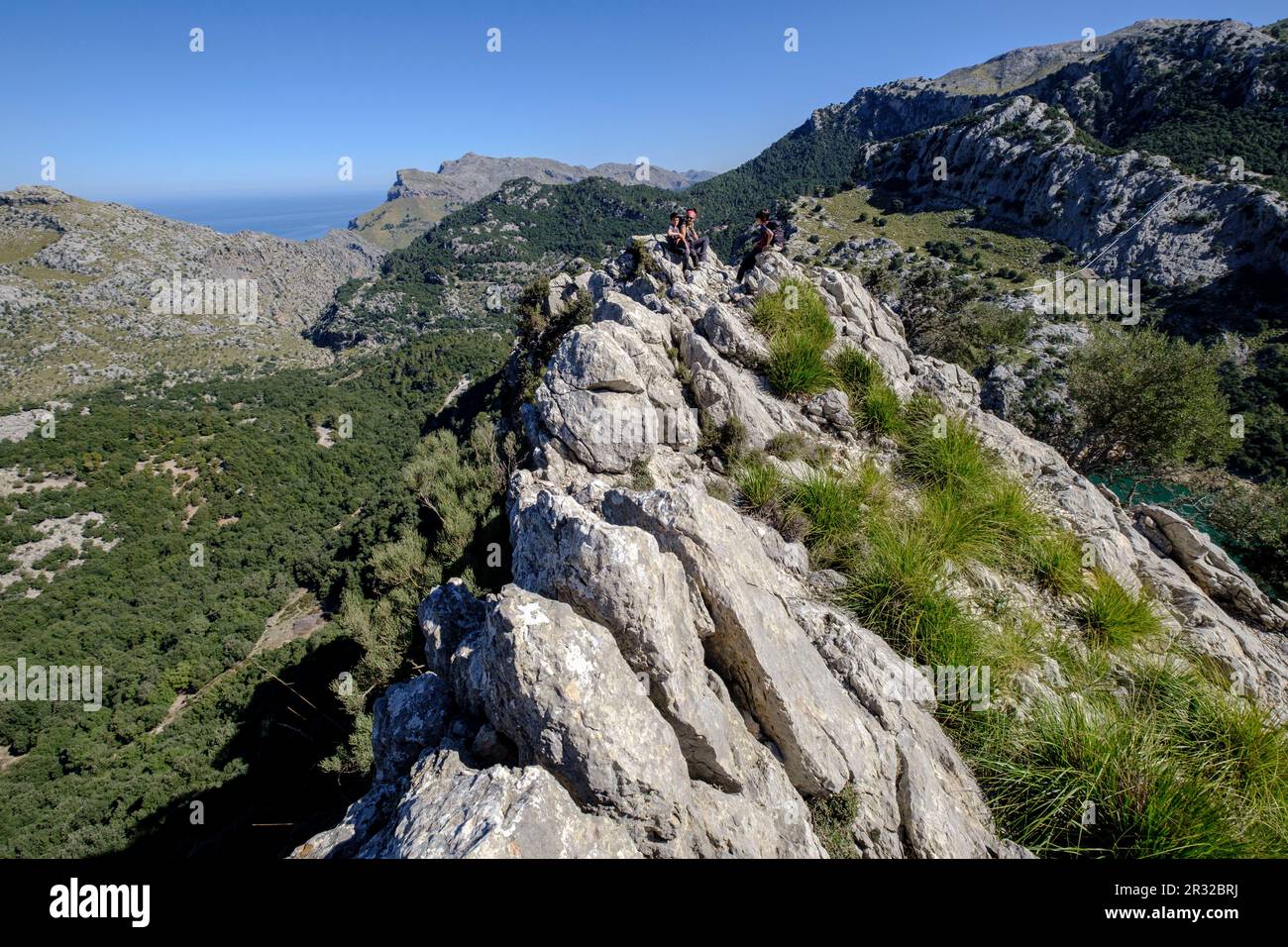 Cresta del Puig de Ses Vinyes, Escorca, Mallorca, Balearen, Spanien. Stockfoto