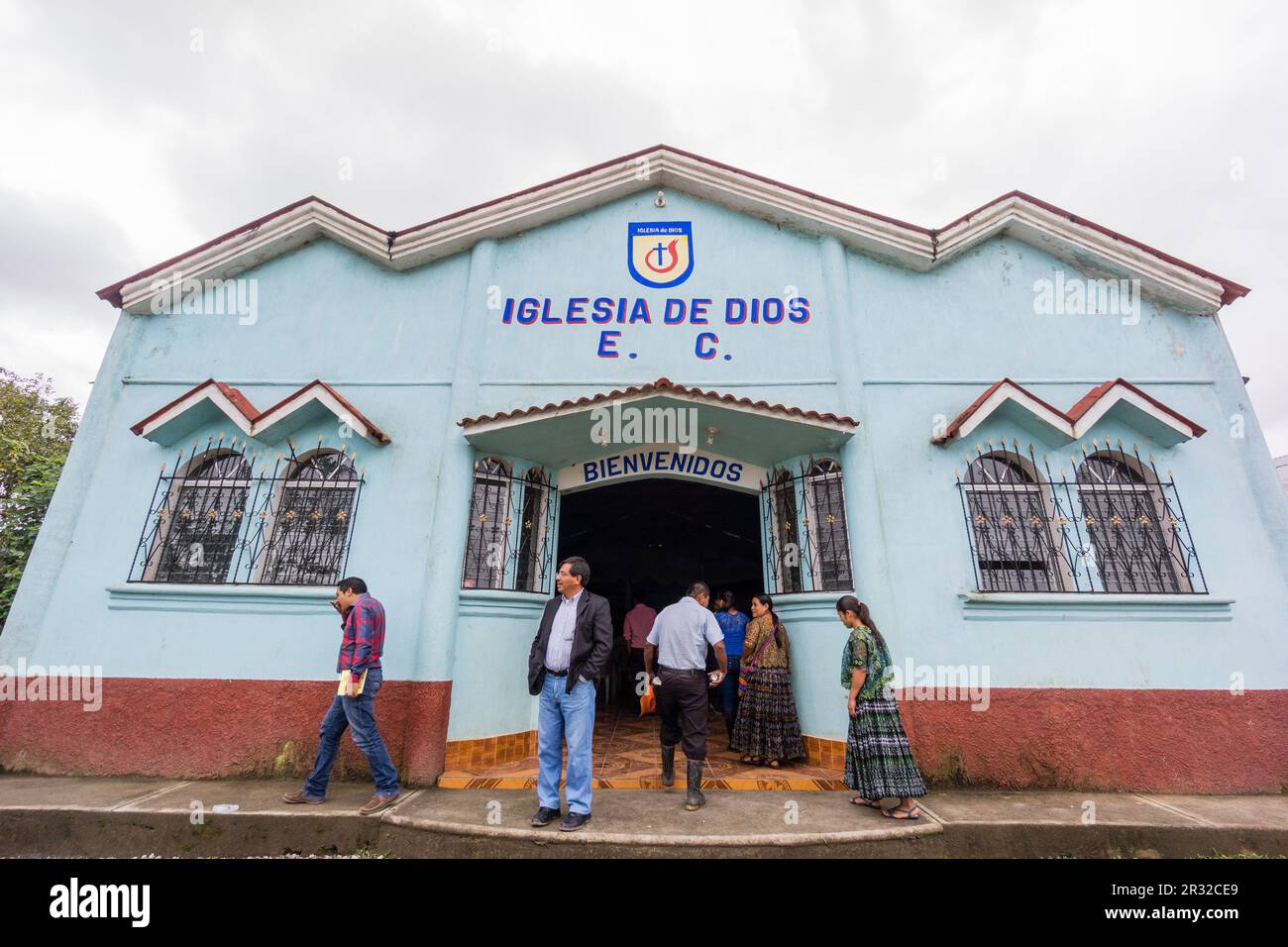 Iglesia Evangelica, Lancetillo, La Parroquia, Zona Reyna, Quiche, Guatemala, Mittelamerika. Stockfoto