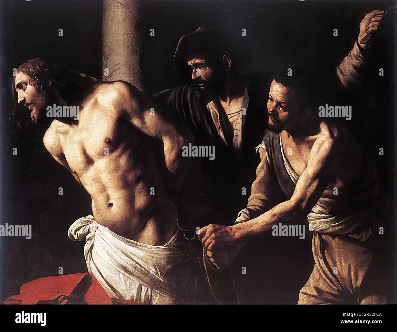 CARAVAGGIO (B. 1573, Caravaggio, d. 1610, Porto Ercole) Christus an der Säule c. 1607 Öl auf Leinwand, 134,5 x 175,5 cm Musée des Beaux-Arts, Rouen the Stockfoto