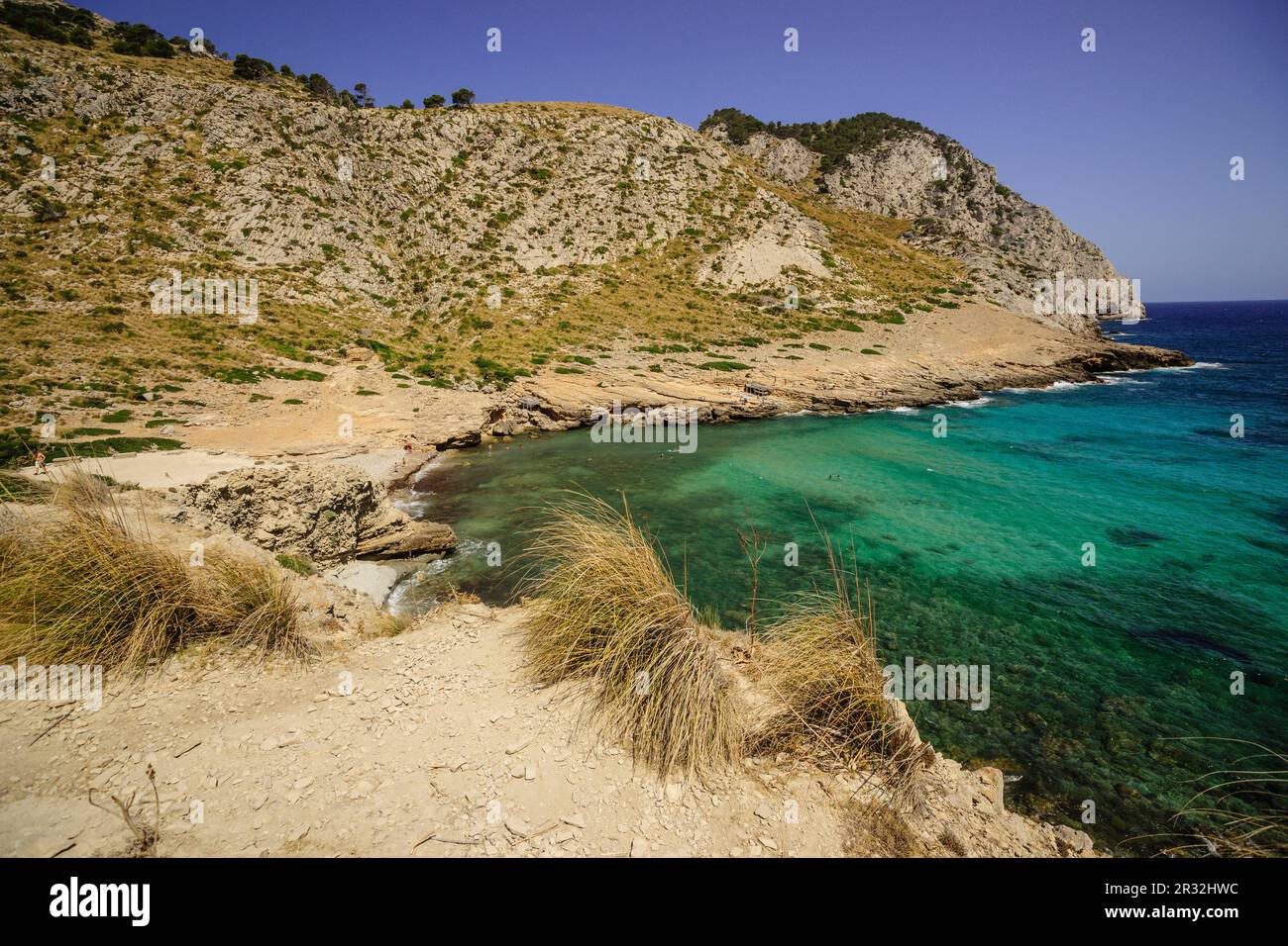 Cala Figuera Strand, Formentor Halbinsel, Pollencia. Naturpark Sierra de Tramuntana. Mallorca. Balearen. Spanien. Stockfoto