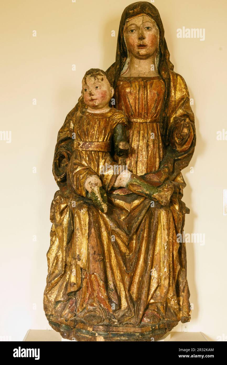 madonna con el Niño, segunda mitad del siglo XV, museo de la Basílica de Santa Eufrasia, siglo VI , original de la iglesia del cementerio de Albona, Porec, - Parenzo-, Halbinsel de Istria, Croacia, europa. Stockfoto