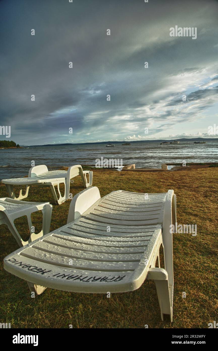 Stuhl am Strand Stockfoto