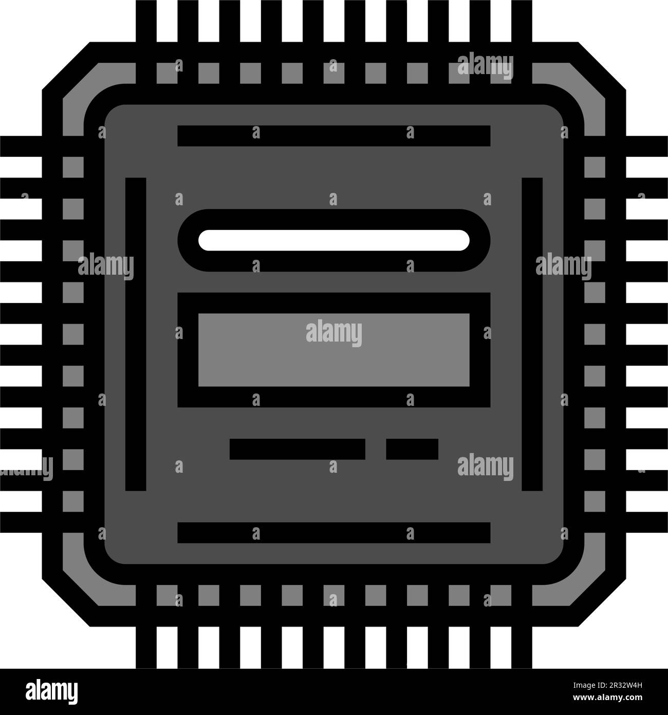 Vektordarstellung des Symbols für die Farbe der elektronischen Komponente des Mikrocontrollers Stock Vektor