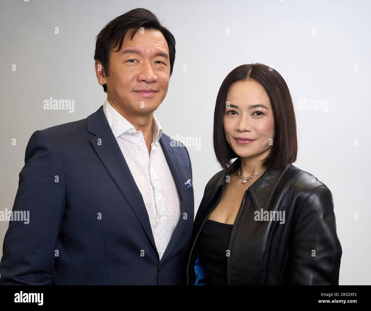 Chin Han, left, and Yeo Yann Yann pose for a portrait to promote the