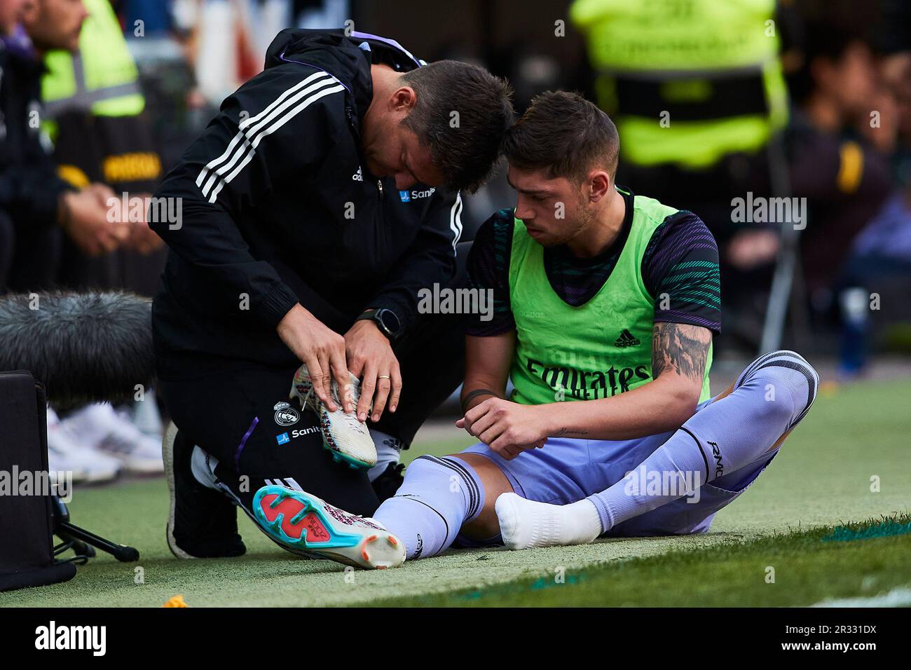 Federico Valverde (Real Madrid, Nr. 15) in Aktion während des Spiels LaLiga Santander zwischen Valencia CF und Real Madrid CF im Mestalla Stadion, Spanien, 21 Stockfoto