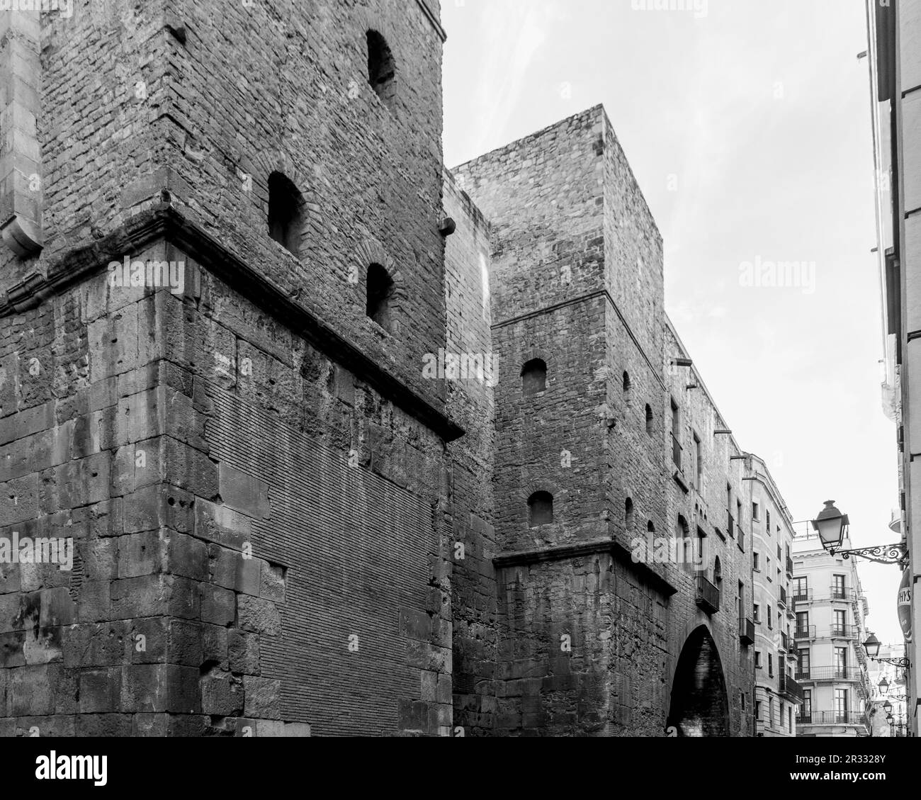 Römische Mauern von Barcelona Stockfoto
