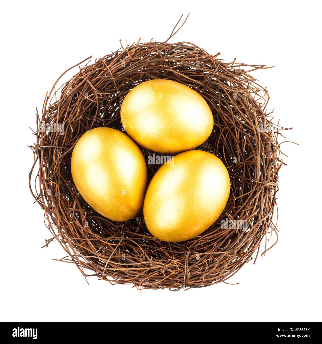 Goldenen Eiern im nest Stockfoto