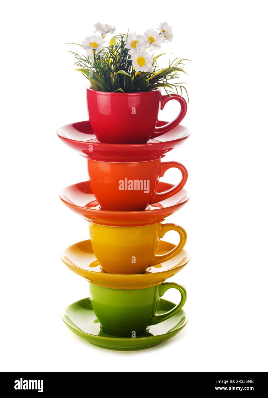 Bunte Regenbogenbecher Stockfoto