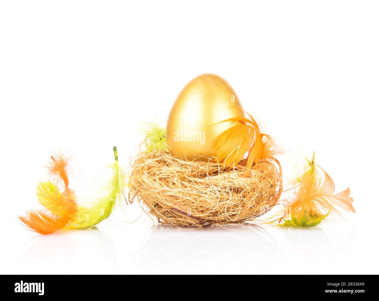 Goldenes Ei im nest Stockfoto