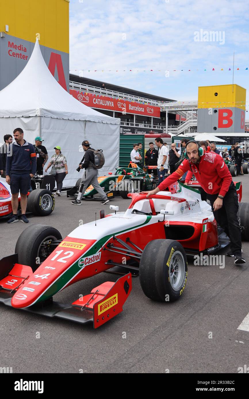 Andrea Antonellis Auto bei der Formel-Regional-Europameisterschaft beim Alpine 2023-Rennen auf dem Circuit of Catalonia in Barcelona, Spanien 21/5/2023 Stockfoto