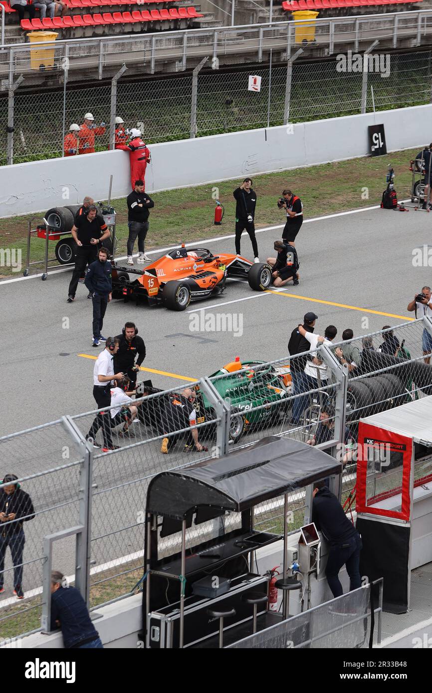 Startaufstellung bei der Formel-Regional-Europameisterschaft beim Alpine 2023-Rennen auf dem Circuit of Catalonia in Barcelona, Spanien 21/5/2023 Stockfoto