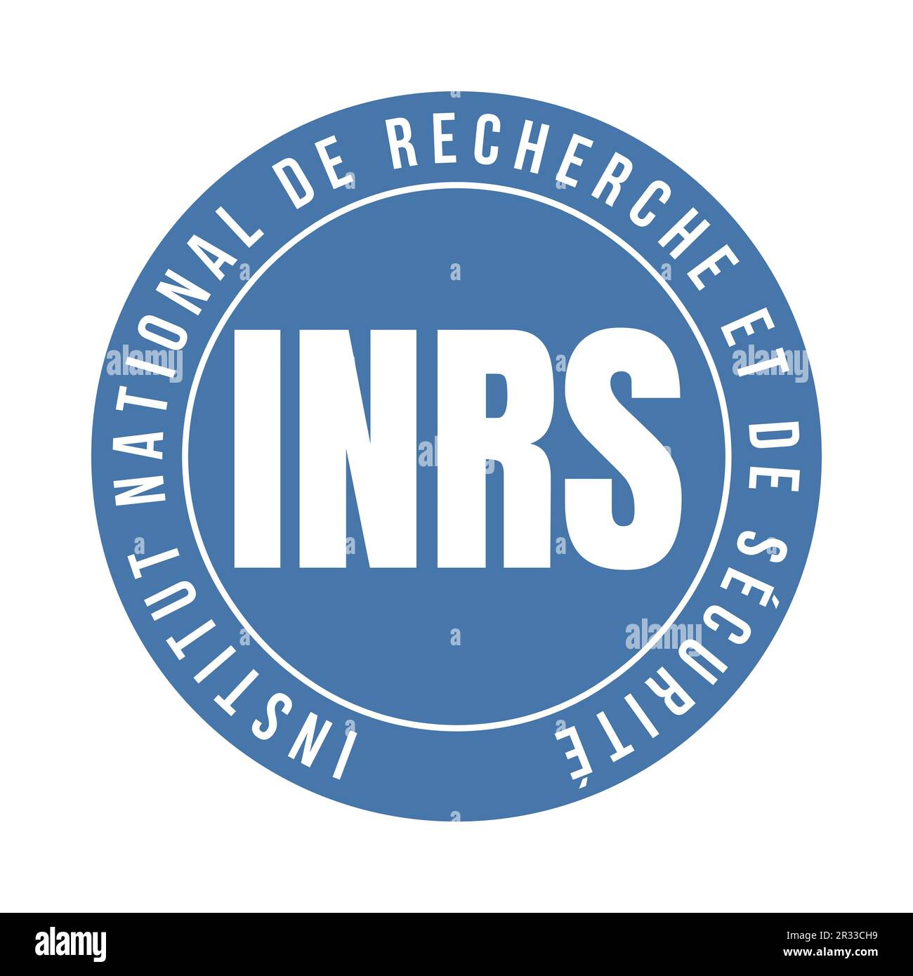 Französisches nationales Forschungs- und Sicherheitsinstitut zur Verhütung von Arbeitsunfällen und Berufskrankheiten Symbol INRS in französischer Sprache Stockfoto