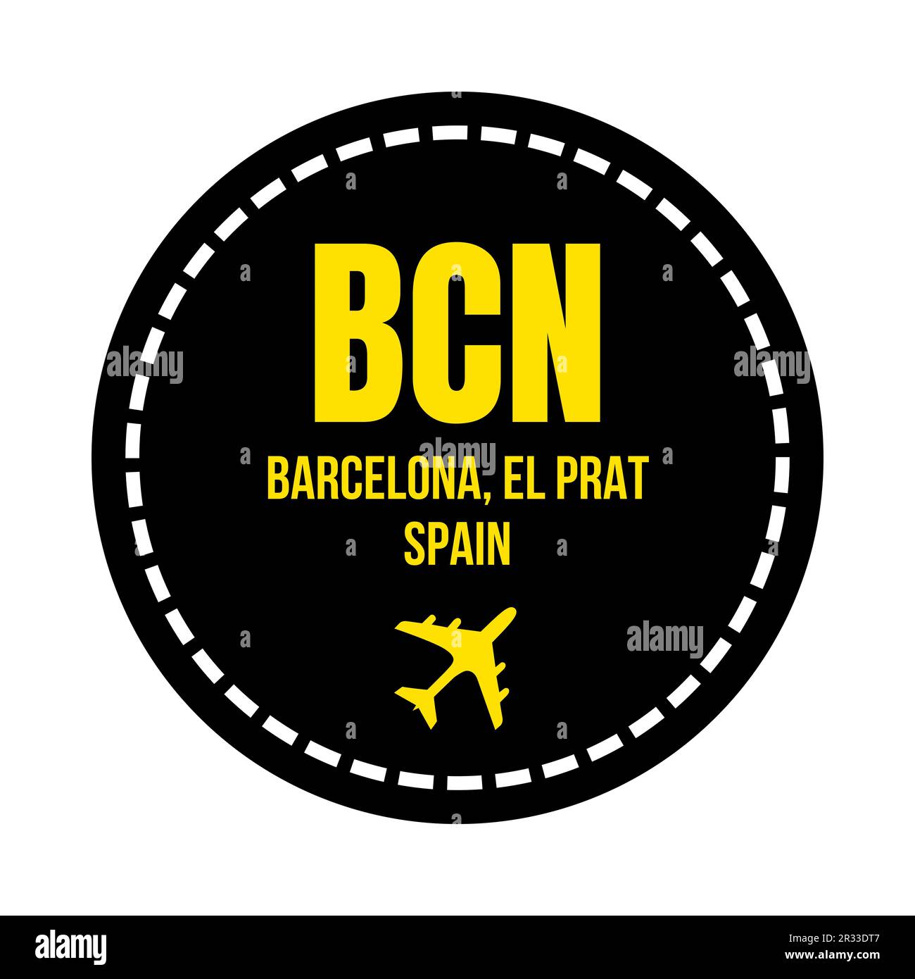 Symbol für den Flughafen BCN Barcelona Stockfoto