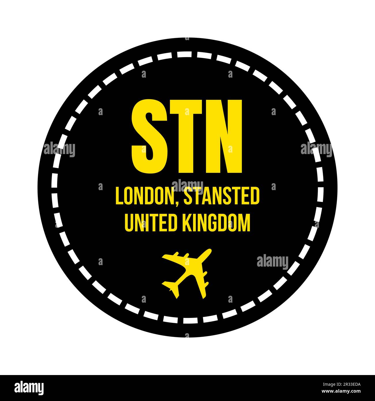 Symbol für den Flughafen STN London Stockfoto